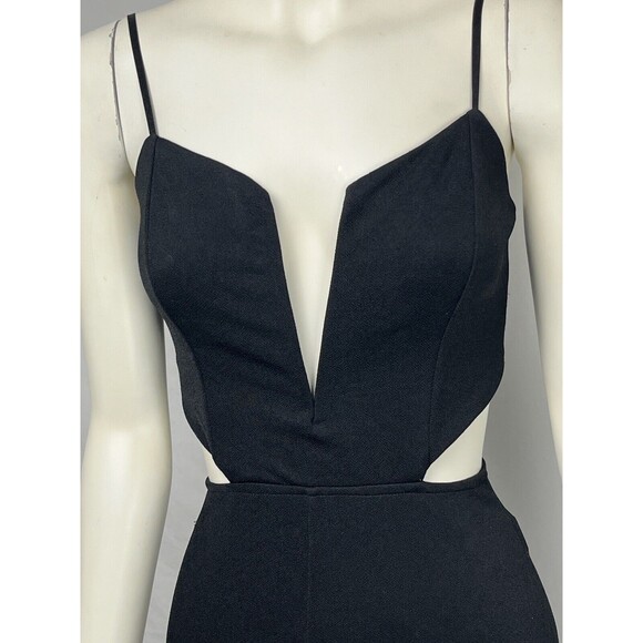 Charlotte Russe Jumpsuit Sleeveless Cut Out Plunge High‎ Waist Black XS Clubwear - Picture 2 of 3